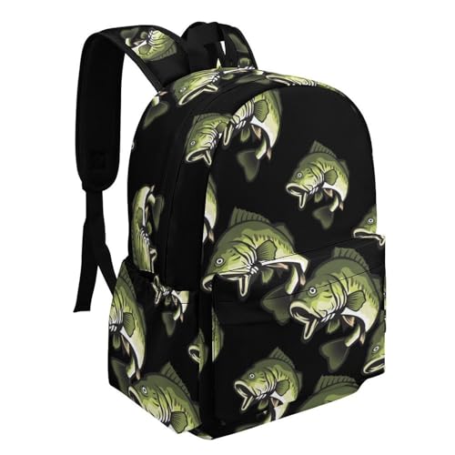 Bass Fish Travel Hiking Laptop Backpack for Men Women Camping Gym Backpacks Casual Bag2