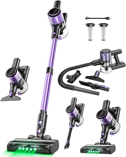 Cordless Vacuum Cleaner, 40Kpa 8 in 1 Powerful Stick Vacuum, with Anti-Tangle Brush and Upgraded...