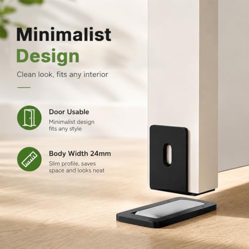 Image of HASTHIP Slim Door Stopper Floor Mount Stainless Steel Catch Slim Gaps