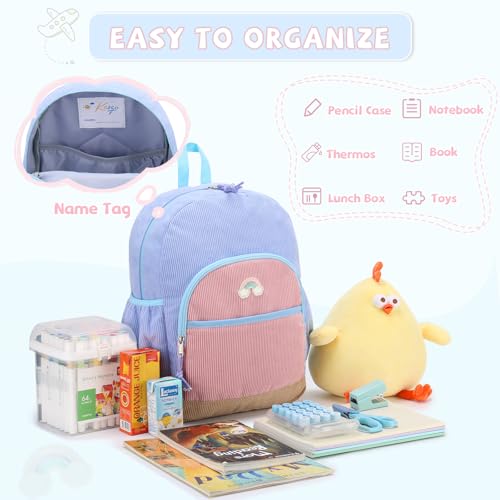 Kasqo Kids Backpack, Cute Toddler Backpack For 4-7 Year Girls Kindergarten School Bag Primary Children's Bookbag Rucksack With Chest Buckle Blue Pink3