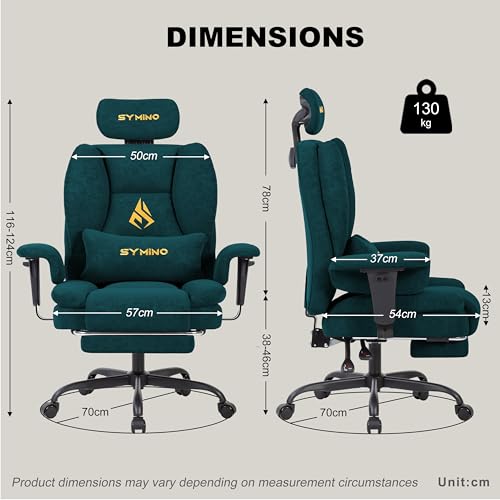 Image of Symino Gaming Chair with Footrest, Up /Down Armrests, Suede Fabric Ergonomic Office Chair, 155 Recline Computer Chair for Desk, Green