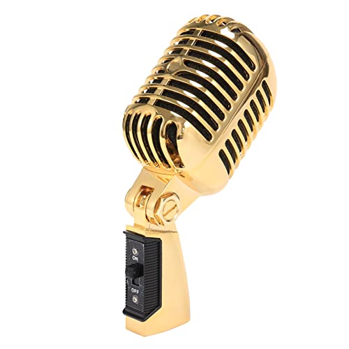 Tyuooker Professional Wired Vintage Classic Microphone Dynamic Vocal Mic Microphone for Live Performance Karaoke(Gold) - Image 4