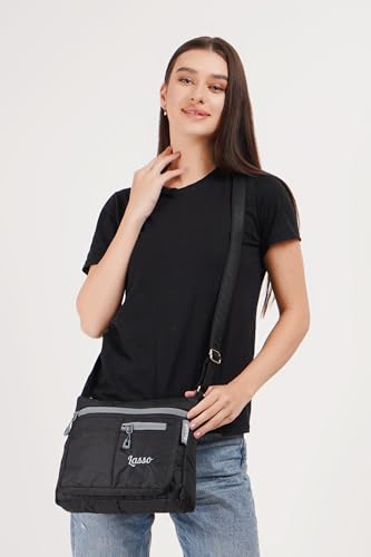 Image of Lasso Sling Bag For Women with Adjustable Strap Stylish Ladies Crossbody Polyester Sling Bag for Office, Causal, Travel & College | 5L Capacity & 5 Multiple Pockets (4 Zip & 1 Open Pocket)