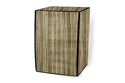 Image of Stylista Waterproof Front Load Washing Machine Cover Compatible for Haier 8 kg, Wooden Pattern Beige