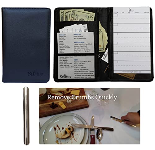 Stratus Server Book & Stainless Steel Table Crumber Combo. Fine Dining Table Crumb Sweeper Or Table Crumb Scraper For Restaurant Tablecloths & Table Linen. #TOP2