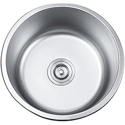 Fregadero Pequeño Caravana Bricolaje Fregadero Redondo Plateado De Acero Inoxidable Fregadero Con Tubo De Desagüe, Escurridor Mini Bar Pequeño De Una Sola Ranura Fregadero Cocina Encimera Fregadero Pequeño Caravana herramientas