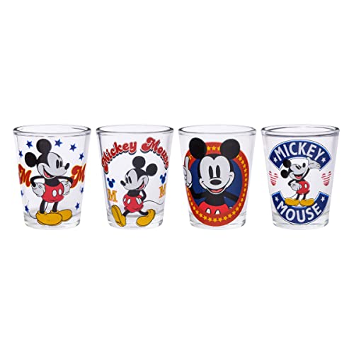 Silver Buffalo Disney Classic Mickey Mouse 4 Pack Mini Glasses, 1.5 Ounces #TOP10