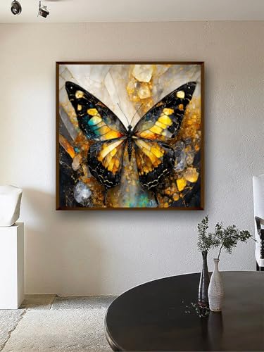 Image of Artsense Painting for wall decoration Abstract wall painting for living-Golden butterfly painting for home decoration with frame-Multicolor /20x20 inches /(50x50 cm) (Sparkle Gold)