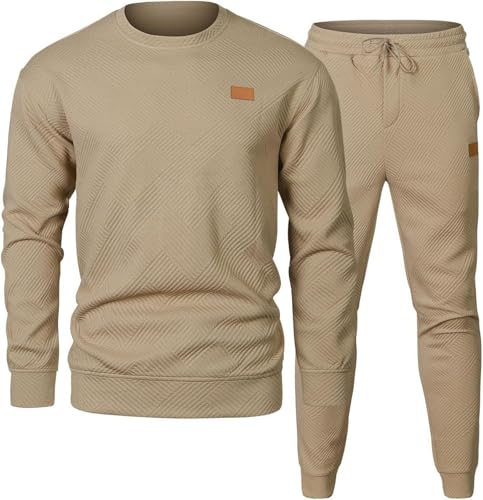 PADOLA Tuta Uomo Jacquard Completo Sportivo Tracksuits Felpa a Collo Tondo con Pantaloni Sportivi a...