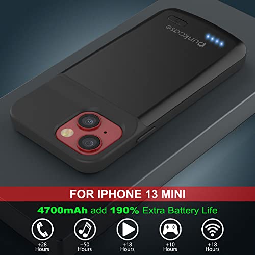 Punkjuice Designed For Iphone 13 Mini Battery Case, 4700Mah Fast Charging Power Bank W/Screen Protector | Intelswitch | Slim, Secure And Reliable Compatible With Iphone 13 Mini (5.4") [Black] #TOP4