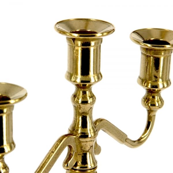 Candelabro barroco Art Nouveau con 3 focos, madera y latón, 31 cm