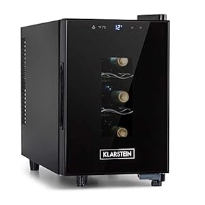 Klarstein Weinkühlschrank, Getränkekühlschrank Schmal, 1 Zone Kühlschrank mit Glastür, Outdoor GetränkekühlschränkeFreistehend, Weinkühlschrank Klein, Kühlschrank mit UV-Schutz, 11-18°C, 6 Flaschen