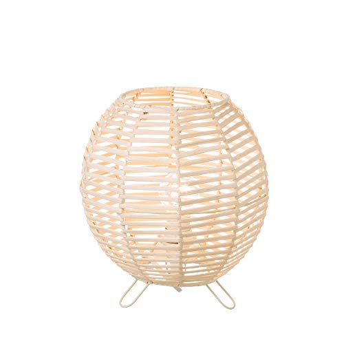 Lámpara de mesa de rattan natural beige oriental para salón Sol Naciente - LOLAhome