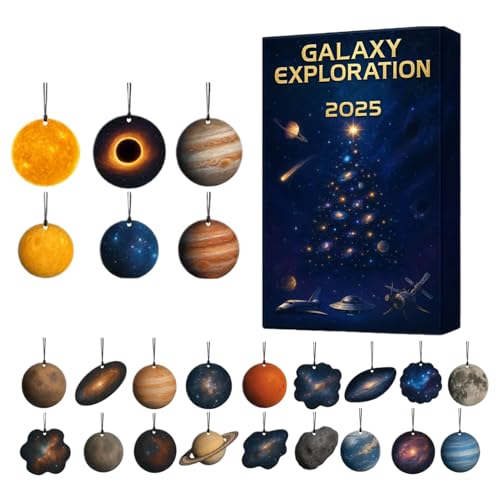 Ylnailky クリスマス ゴルフ カウントダウン カレンダー,アクリル製 2D 宇宙 惑星 ペンダント,24日間 クリスマス カウントダウン セット | 子供・娘・孫娘・家族・友人・ティーンズ・学生・スクールバッグ・筆箱・バックパック向け