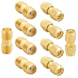 Anina 10 Pack SMA Adapters Kit Female/Male RF Connectors for 5G/ WiFi Antenna, Test Equipment, CB/Amateur/Ham Radio Antenna, Gold-Plated