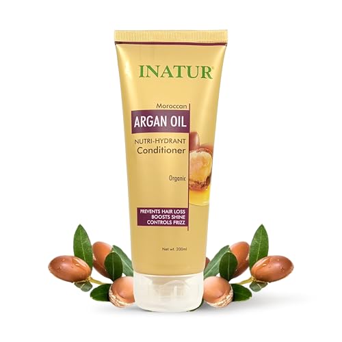 Image of inatur Argan Oil Hair Conditioner | Nourishing & Frizz Control | Deep Conditioning for Smooth, Shiny Hair | Sulphate-Free & Color Safe Formula | 200ml