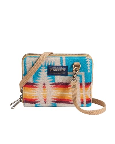Pendleton Harding Crossbody Organizer, Turquoise Wool Pattern, 6.5 x 5 x 2 inches