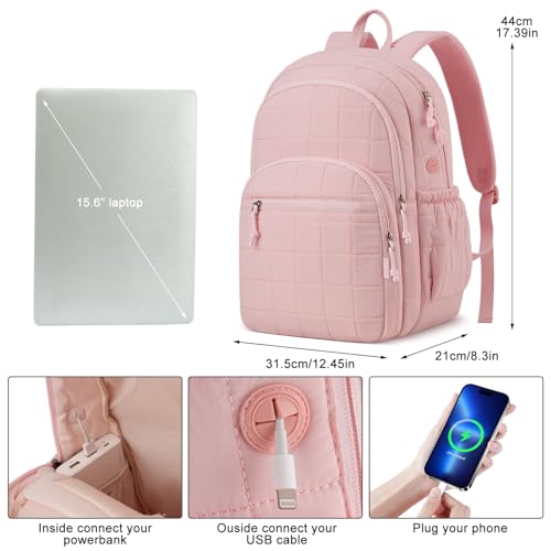 Image of kadilong 15.6 Inch Laptop Backpack for Women Travel, Quilted College Bookbag Work Backpacks,Water Resistant