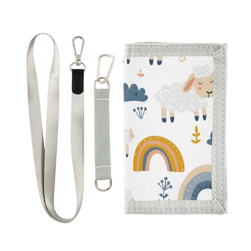 ALAZA Kids Wallets for Boys Girls Toddler Trifold Wallet Children Small Cute Sheep with Zipper Coin Pocket