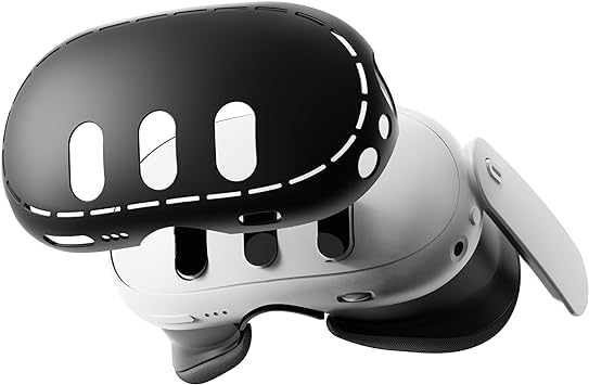 Careflection VR Shell Cover Skin for Meta Quest 3 Headset Accessories, Silicone Headset Protector for Oculus Quest 3 VR Headsets (Black) (Black)-image-40