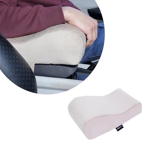 Image of NEODRIFT 'ArmEase' Arm Rest for Car - Orthopedic Memory Foam Cushion - Provides Elbow, Wrist, and Arm Support, Premium Fabric, Single-Sided Fastener, Universal Fit (Color-Beige)