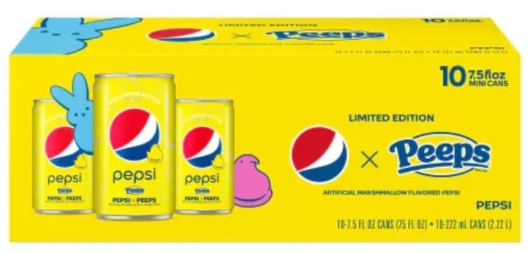 Edición limitada Pepsi Peeps - Soda artificial con sabor a malvavisco, 7.5 onzas líquidas, 10 unidades