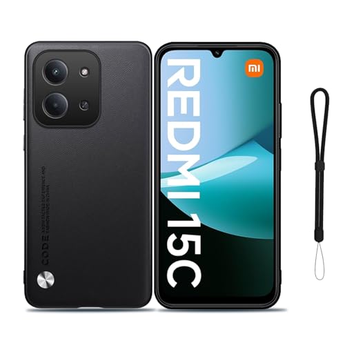 NOUKAJU Case for Xiaomi Poco C85/Redmi 15C, Phone Protective Case,Anti-Drop,Shock-Absorbing,Comprehensive Protection,Leather PC Hard Cover,Protective Cover for Redmi 15C(Black)