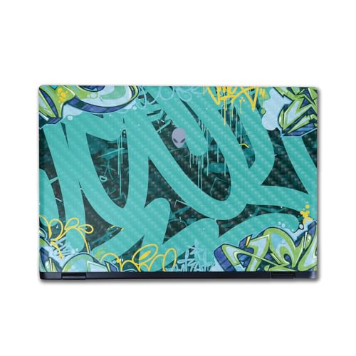 Image of Carbon Fiber Laptop Skin Compatible with Alienware M16 R2 (2024) - CyanTag - Premium 3M Vinyl Protective Wrap Decal Cover - Easy to Apply | Crafted in The USA by MightySkins