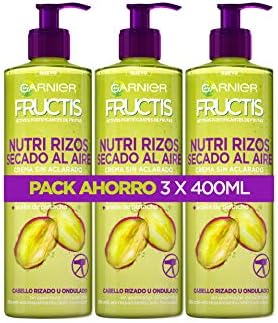 Garnier Fructis, Crema Sin Aclarado Nutri Rizos Secado al Aire, para Pelo  Rizado u Ondulado, Con Pectina de Fruta y Aceite de Pistacho, Nutre y  Define tu Rizos Sin Secador, Pack 3x400ml :