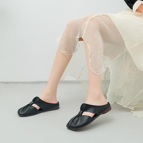 Women's Soft Sole Knot Mules - Round Toe Backless Non-Slip Sandals, Hollow Out Casual Slip-On Shoes with Arch Support4