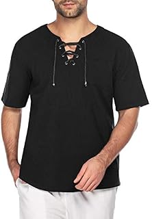 COOFANDY Mens Casual T Shirt Cotton Linen Shirts Short Sleeve Beach Yoga Top