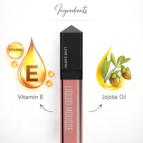 Image of Love Earth Liquid Mousse Lipstick - Manhattan Matte Finish | Lightweight, Non-Sticky, Non-Drying,Transferproof, Waterproof | Lasts Up to 12 hours with Vitamin E-6ml