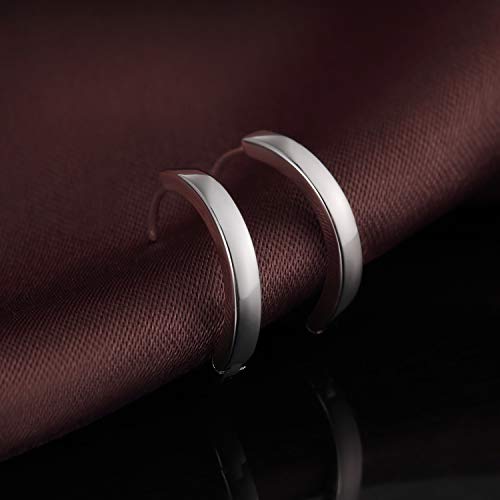 Jiamiaoi 18K White Gold Plated Huggie Hoop Earrings For Men Women,Silver Hoop Earrings 18mm/21mm/25mm, Nickel Free Earring Hoops for Sensitive Ears4