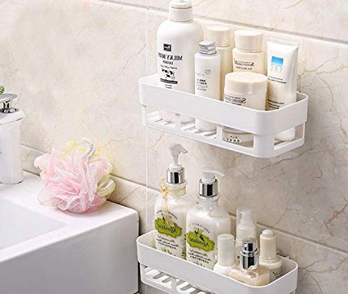 ULX Multipurpose Cosmetic Organizer Shampoo Bottle Holder Plastic Wall Holder Storage Box Shelf with Self-Adhesive Sticker Hooks for Kitchen Bathroom (WHITE) (B09QQBK8SQ) Amazon Price History, Amazon Price Tracker