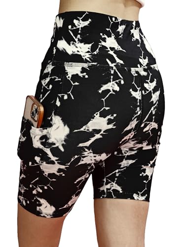 Image of High Waist Sports Activewear Printed Shorts for Women Ideal for Gym and Yoga or Cycling with Side Pocket, Stretchable, Flexible, Slim Fit