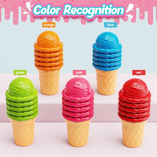 Aizweb Ice Cream Alphabet Learning Toys,Color Sorting Matching Letter Game for Toddlers,Stacking Montessori Preschool Kindergarten Learning Activities,Educational ABC Fine Motor Skills Toys by Aizweb - Image 4