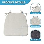 Chair Cushions for Dining Chairs Set of 4, Non Slip Kitchen Chair Pads, 17" x 16" x 2", Indoor Dining Chair Cushions with Ties, D-Shaped Seat Cushions for Kitchen Chairs, Beige - Image 3