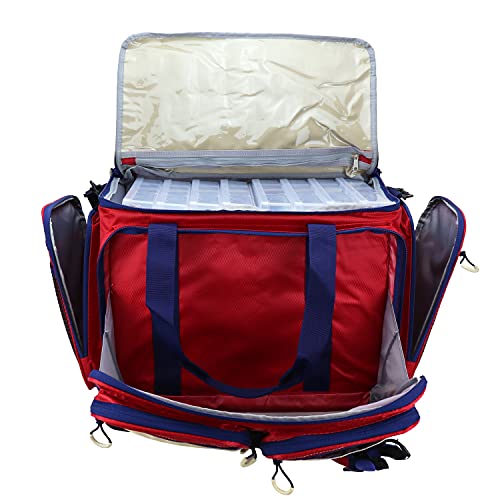 Osage River Large Fishing Tackle Bag, Saltwater Fishing Gear Bag, Tackle Box Organizer With Waterproof Non-Slip Bottom, Padded Shoulder Strap, And Fishing Pliers, Fishing Gifts For Men, Red #TOP1