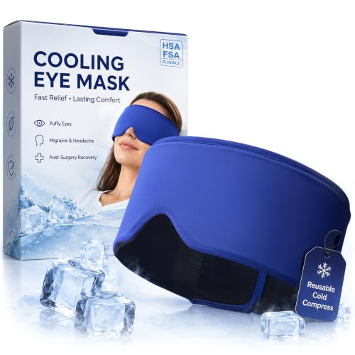 Image of Cooling Gel Eye Mask for Puffy Eyes, Migraine & Headache Relief, Full Eye-Area Cold Compress for Eyes & Temples, FSA Eligible HSA Reusable Eye Ice Pack for Swelling & Post-Surgery Recovery