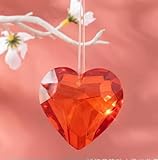 45MM Fengshui Facettiert 3D Liebe Kristall Prisma Hängen Suncatcher Kronleuchter Dekor-Rot