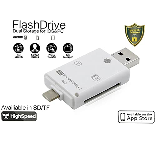 Leitor de cartão SD para iPhone, leitor de cartão de memória 4 em 1, USB 3.0, adaptador Micro SD par