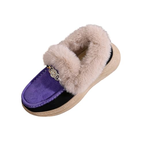 Bottes d'hiver à talon compensé femme boucle métal semelle épaisse violette 39.5