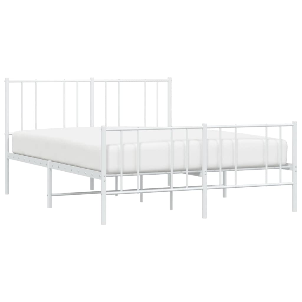Telaio letto con testiera e pediera in metallo bianco 120 x 190 cm Cornice da letto per soggiorno Telaio per camera da letto Struttura del letto dell'hotel Adatto per camera da letto