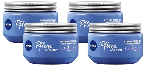 NIVEA 4er Pack Haar-Gel, Styling Creme Gel, Starker Halt, 1 x 150 ml Tiegel, Pflege & Halt, 86878_1