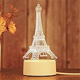 漫画の常夜灯エッフェル塔LED電球7色USBケーブル寝室の友人のためのベビーテーブルランプティーンエイジャーのための休暇の子供3D CDKPAWMZ