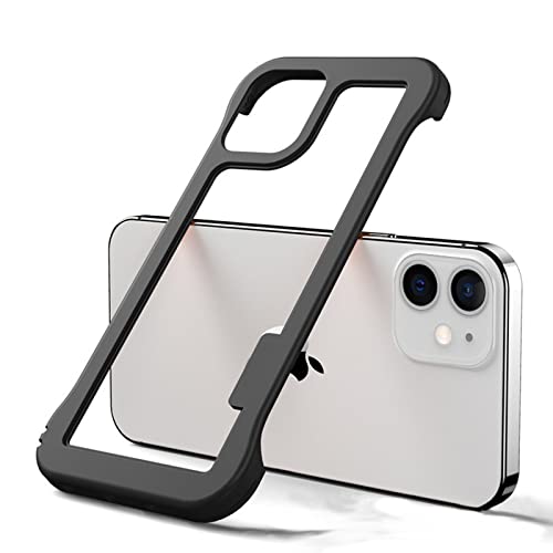LUVI Compatible with iPhone 14 Pro Max Bumper Frame Case Frameless Cooling Heat Dissipation No Backplate Protection Fashion Shockproof Cover for Girls Women Man Black