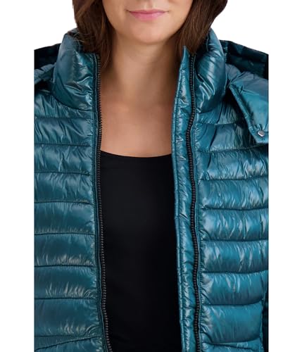 Cole Haan Women's Pearlized Faux Down Jacket with Removable Hood3