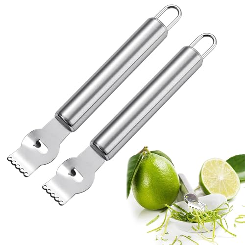 Grattugia per Limoni, Limone Pelatrici, in Acciaio Inox Zester Grattugia Arancia da Cucina per agrumi Pelapatate con Coltello a canali, per cocktail a base di gin, Sbucciatrice per arance e lime