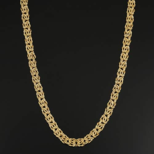 Solid 14k Yellow Gold Filled 6 mm Byzantine Necklace for Men and Women (18 or 20 inch)3