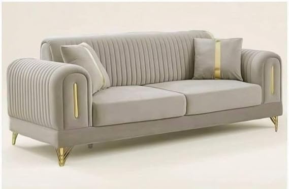 Image of A to Z Furniture Classic Chesterfield Sofa Set Luxury Chesterfield Sofa in for Home Living Room & Office (3 Seater Sofa Grey)